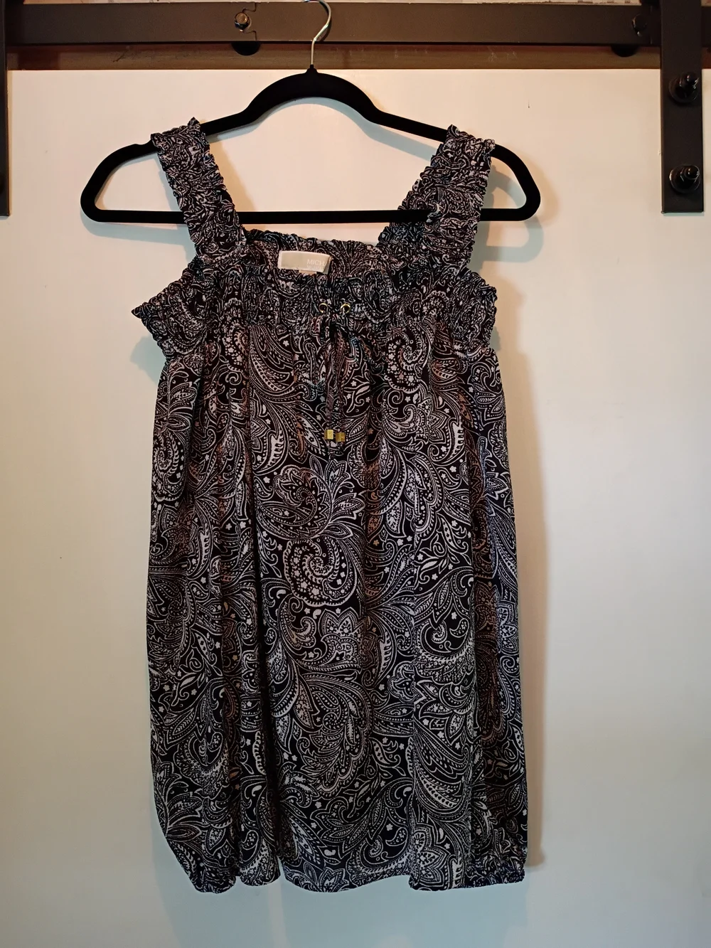 Michael Kors Black Paisley Cold-Shoulder Blouse